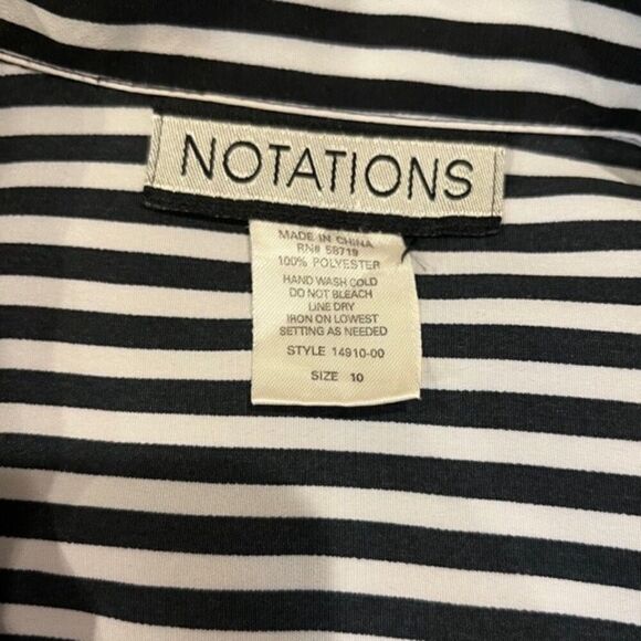 Notations Women's Tailored Striped Button Up Top Size 10 - Picture 5 of 8